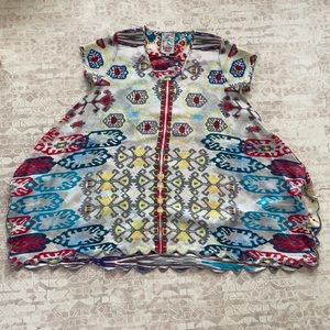 Like New Johnny Was 100% Silk Aztec Print Tunic XS